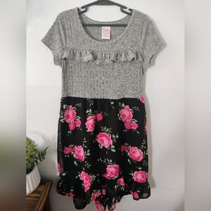 Wonder Nation Gray and Black Floral Kids Dress